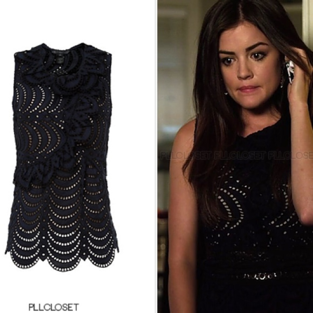 ASO Aria Montgomery Pretty Little Liars MARC Marc Jacobs Edith Eyelet Top sz 2